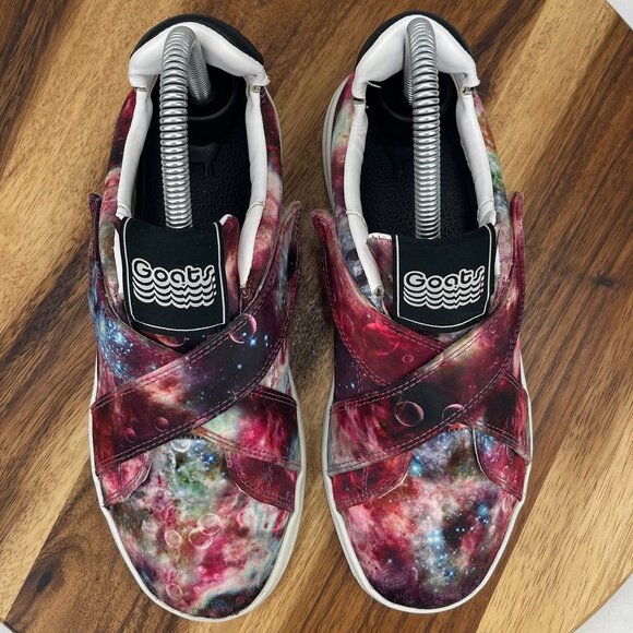 Goats Youth Kids Sz. 3 Galaxy Nebula Space Print Hook & Loop Sneakers Shoes - Picture 12 of 15